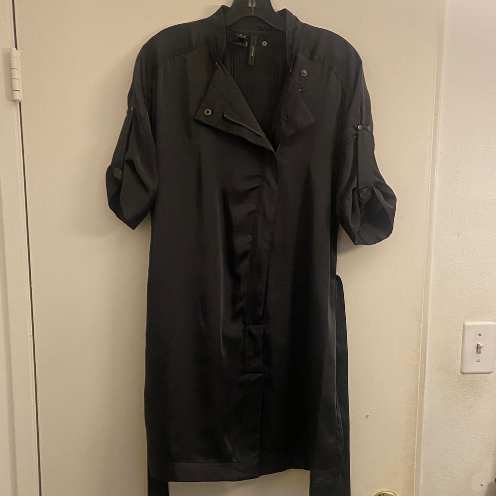 Silky Black Mini Dress with Belt